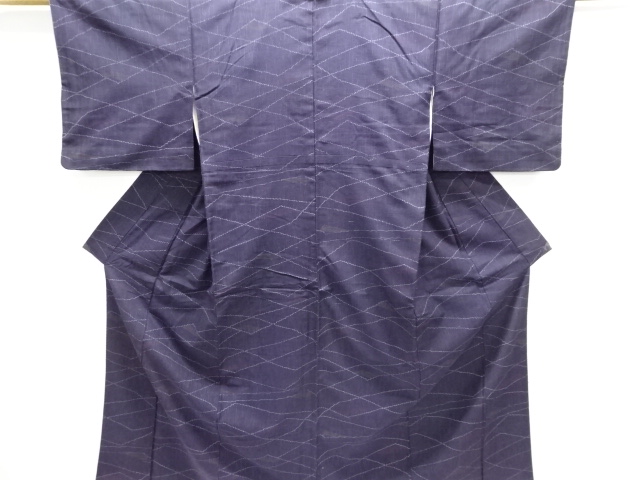 JAPANESE KIMONO / SILK / HAND WOVEN TSUMUGI / ABSTRACT PATTERN